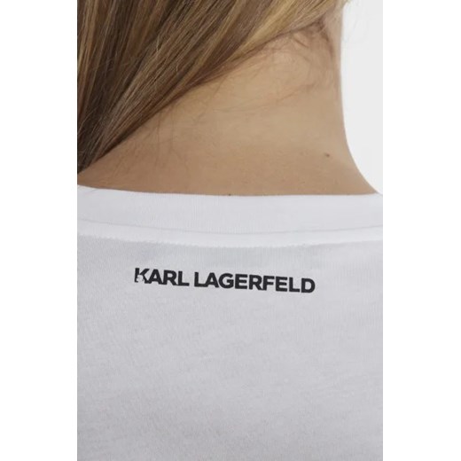 Bluzka damska Karl Lagerfeld z okrągłym dekoltem biała 