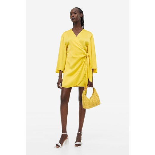 Sukienka żółta H & M mini satynowa 
