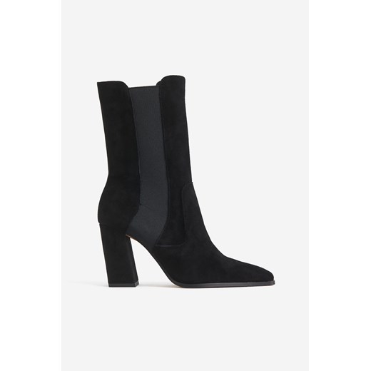 H & M - Zamszowe botki do połowy łydki - Czarny H & M 39 H&M