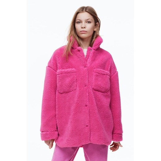 H & M - Kurtka miś z kołnierzem - Różowy H & M 146;152 (10-12Y) H&M