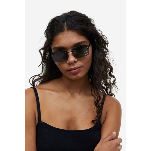 H & M - Prostokątne okulary przeciwsłoneczne - Czarny H & M One Size H&M