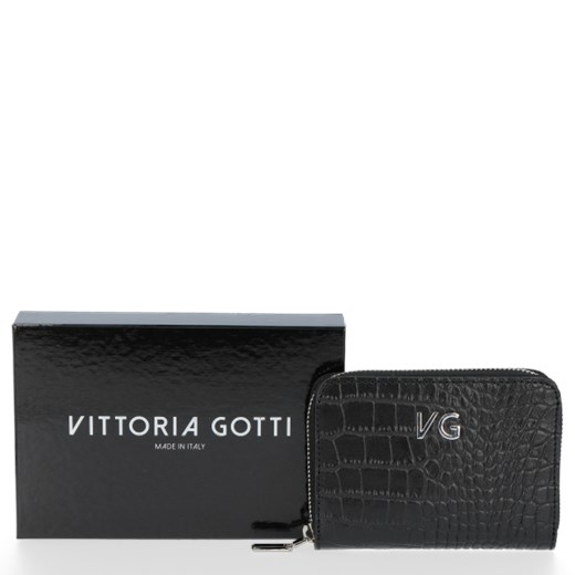 Skórzany Portfel Damski VITTORIA GOTTI Made in Italy Czarny Vittoria Gotti One Size torbs.pl