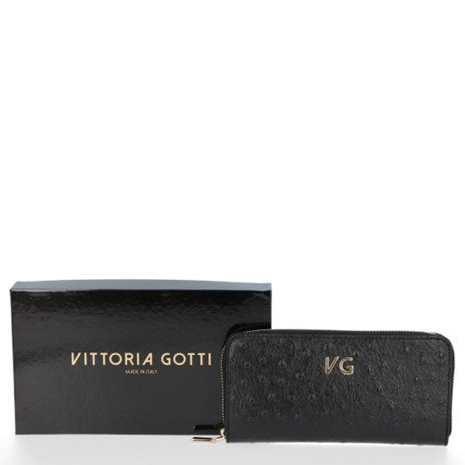 Skórzany Portfel Damski VITTORIA GOTTI Made in Italy Czarny Vittoria Gotti One Size torbs.pl