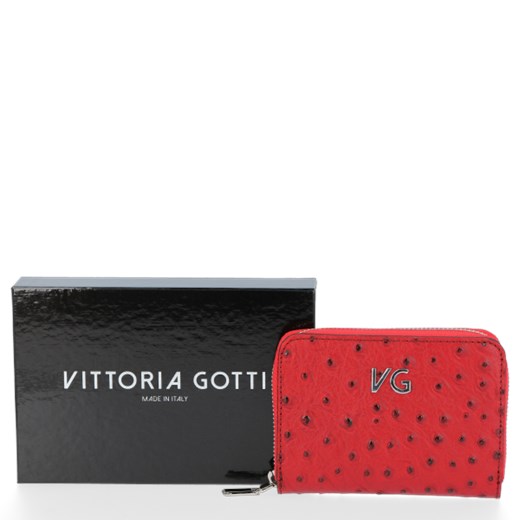 Skórzany Portfel Damski VITTORIA GOTTI Made in Italy Czerwony Vittoria Gotti One Size torbs.pl