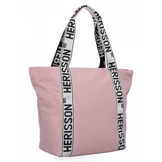 Modna Torebka Shopper Bag XL firmy Herisson Pudrowy Róż ze sklepu torbs.pl w kategorii Torby Shopper bag - zdjęcie 165412353