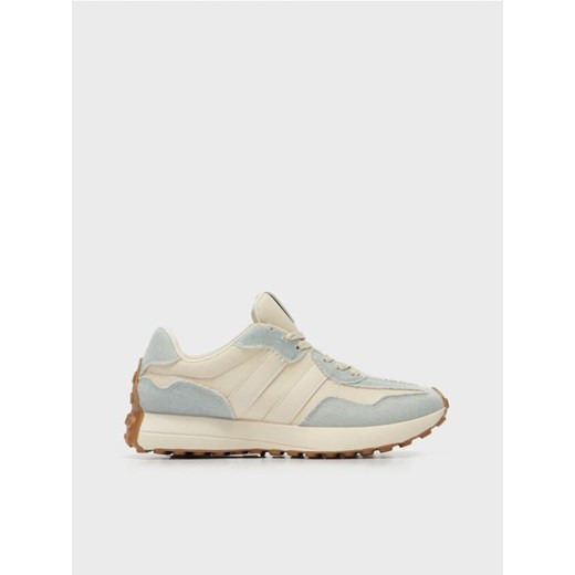 Beżowe sneakersy z jeansowymi wstawkami House 38 House
