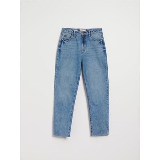 Jeansy mom slim fit z efektem sprania niebieskie House 36 House