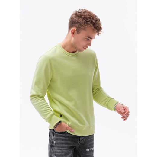 Bluza męska bez kaptura BASIC - limonkowa V15 B978 ze sklepu ombre w kategorii Bluzy męskie - zdjęcie 165422641