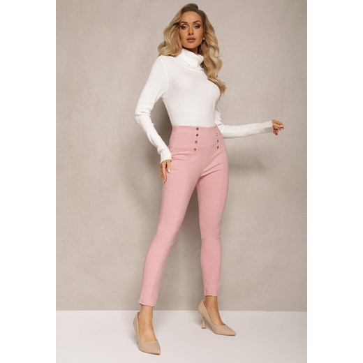 Różowe Spodnie Skinny z Ozdobnymi Napami Eclaria ze sklepu Renee odzież w kategorii Spodnie damskie - zdjęcie 165427770