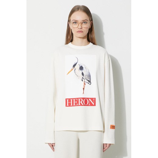 Heron Preston longsleeve bawełniany Heron Bird Painted Ls Tee kolor beżowy Heron Preston M okazyjna cena PRM