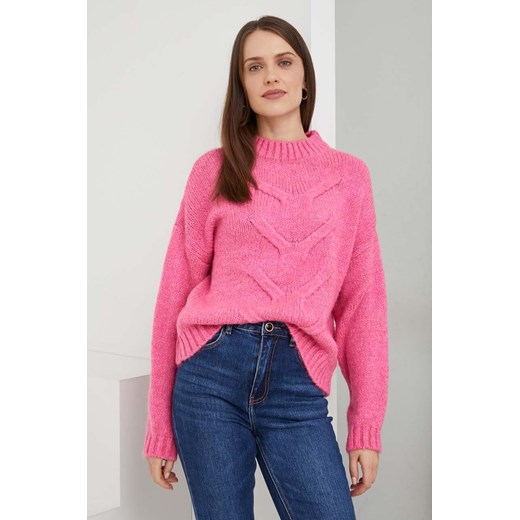 Sweter damski Answear Lab różowy z okrągłym dekoltem 