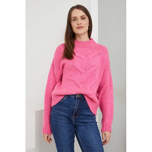Sweter damski Answear Lab różowy z okrągłym dekoltem