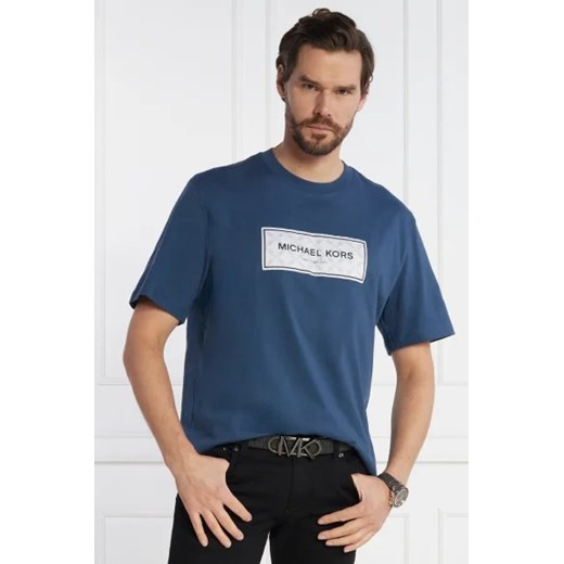 T-shirt męski Michael Kors z krótkim rękawem niebieski bawełniany 