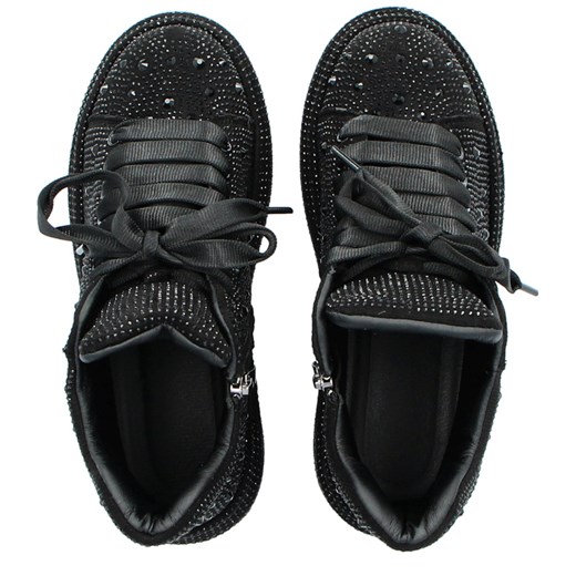 Błyszczące wysokie sneakersy damskie  - TYMOTEO LOVE 04 CZARNE Tymoteo Love 36 Tymoteo.pl - sklep obuwniczy