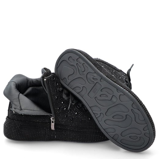 Błyszczące wysokie sneakersy damskie  - TYMOTEO LOVE 04 CZARNE Tymoteo Love 36 Tymoteo.pl - sklep obuwniczy