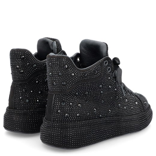 Błyszczące wysokie sneakersy damskie  - TYMOTEO LOVE 04 CZARNE Tymoteo Love 36 Tymoteo.pl - sklep obuwniczy