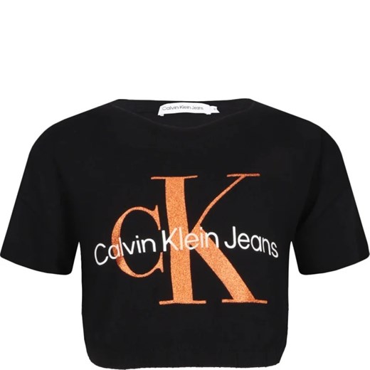 Bluzka dziewczęca Calvin Klein jeansowa z krótkimi rękawami 