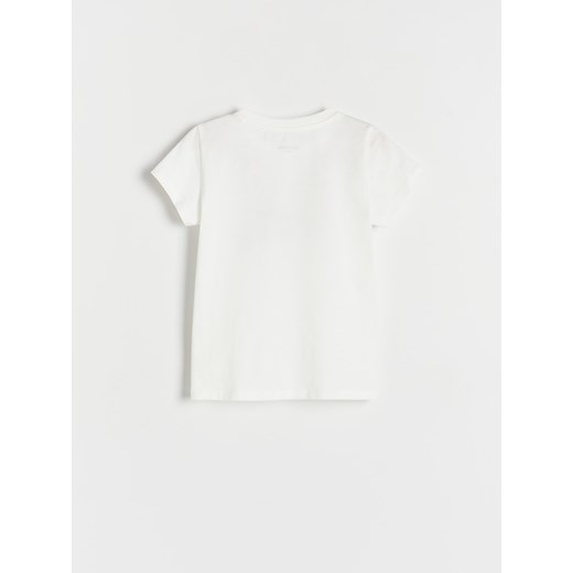 Reserved - Bawełniany t-shirt z aplikacją - złamana biel Reserved 128 (7-8 lat) Reserved