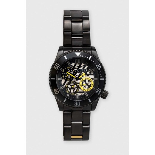 Guess zegarek męski kolor czarny ze sklepu ANSWEAR.com w kategorii Zegarki - zdjęcie 165444563