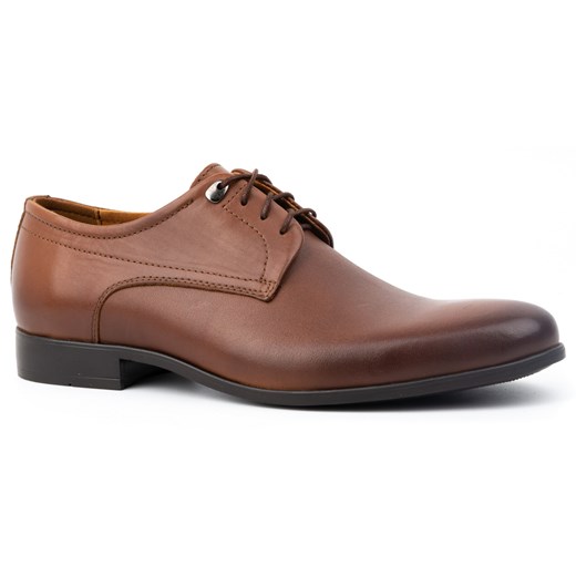 Buty męskie wizytowe eleganckie pantofle skórzane 334KAM brązowe ze sklepu butyolivier w kategorii Buty eleganckie męskie - zdjęcie 165444932