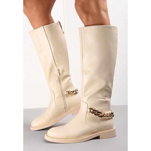 Beżowe Kozaki Demiopis Renee 40 promocyjna cena renee.pl