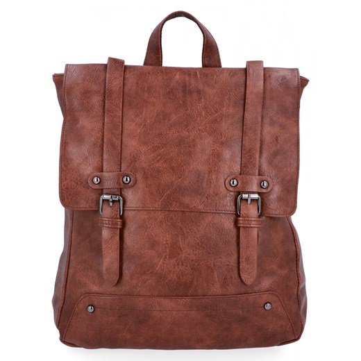 Plecak Damski XL Vintage firmy Herisson 1652L2049 Brązowy ze sklepu PaniTorbalska w kategorii Plecaki - zdjęcie 165509252