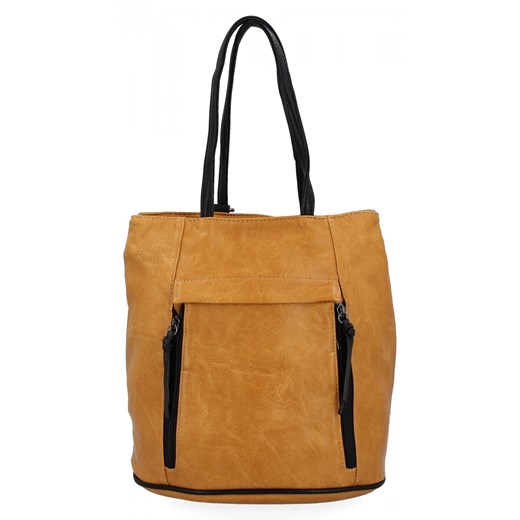 Uniwersalna Torebka Damska Plecak 2w1 firmy Hernan HB0355-1 Żółta ze sklepu PaniTorbalska w kategorii Torby Shopper bag - zdjęcie 165509683