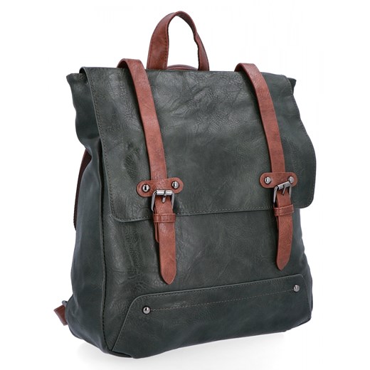 Plecak Damski XL Vintage firmy Herisson 1652L2049 Zielony ze sklepu PaniTorbalska w kategorii Plecaki - zdjęcie 165510790