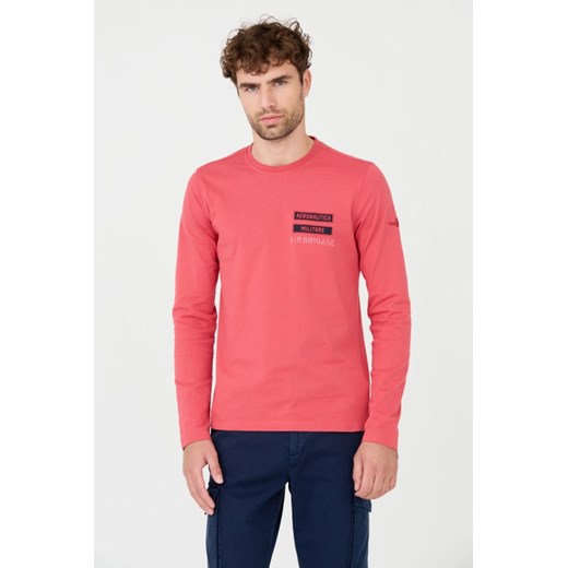 AERONAUTICA MILITARE Różowy longsleeve, Rozmiar S ze sklepu outfit.pl w kategorii T-shirty męskie - zdjęcie 165515782