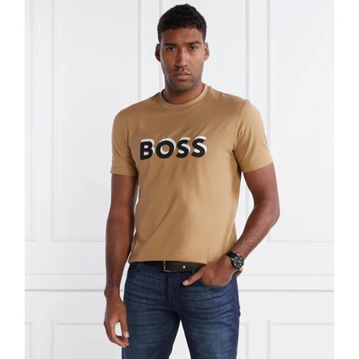 T-shirt męski brązowy BOSS HUGO 