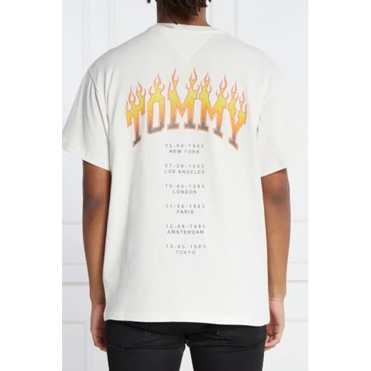 Wielokolorowy t-shirt męski Tommy Jeans bawełniany na jesień z długim rękawem