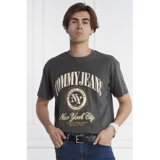 T-shirt męski szary Tommy Jeans z krótkim rękawem