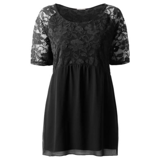 Short-Sleeve Top with Lace and Georgette Insert Intimissimi czarny Topy dziewczęce