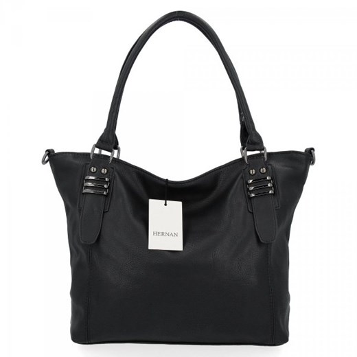 Uniwersalna Torebka Shopper Bag XL firmy Hernan Czarna Hernan One Size okazja torbs.pl