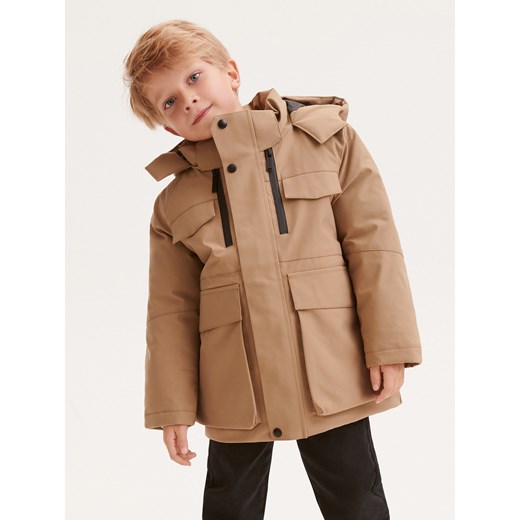 Reserved - Zimowa kurtka z kapturem - brązowy ze sklepu Reserved w kategorii Kurtki chłopięce - zdjęcie 165572013