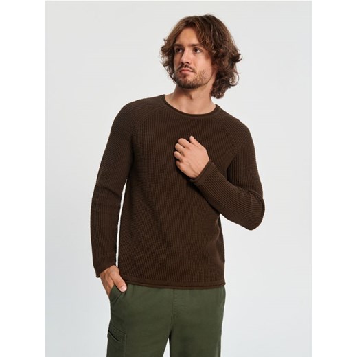 Sinsay - Sweter z waflowym splotem - brązowy ze sklepu Sinsay w kategorii Swetry męskie - zdjęcie 165572590