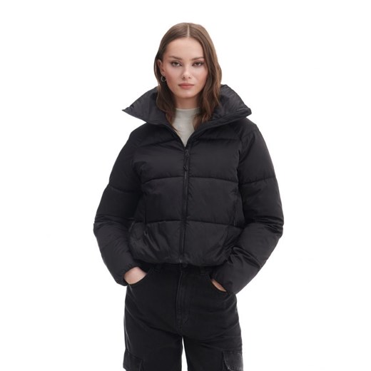 Cropp - Czarna kurtka puffer z grubą stójką - czarny Cropp XS Cropp