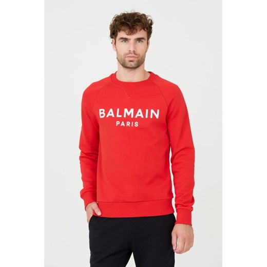 BALMAIN Czerwona bluza Printed Sweatshirt, Wybierz rozmiar S ze sklepu outfit.pl w kategorii Bluzy męskie - zdjęcie 165575262