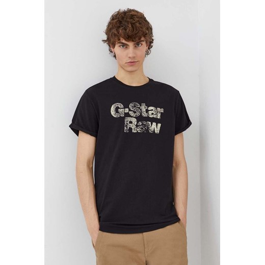 G-Star Raw t-shirt bawełniany męski kolor czarny z nadrukiem ze sklepu ANSWEAR.com w kategorii T-shirty męskie - zdjęcie 165575832