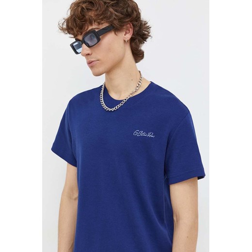 G-Star Raw t-shirt bawełniany męski kolor niebieski gładki ze sklepu ANSWEAR.com w kategorii T-shirty męskie - zdjęcie 165575843