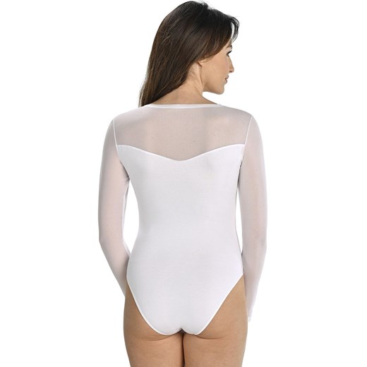 Białe body damskie z siateczką Willow 2407, Kolor biały, Rozmiar L, Teyli ze sklepu Intymna w kategorii Bluzki damskie - zdjęcie 165579903