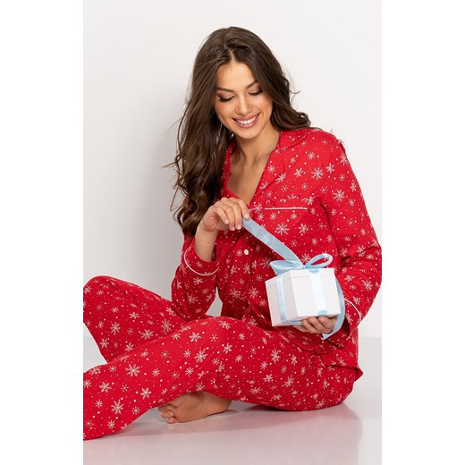 Piżama damska świąteczna w śnieżynki Letters To Santa, Kolor czerwony-wzór, Rozmiar S, Momenti per me ze sklepu Intymna w kategorii Piżamy damskie - zdjęcie 165579954