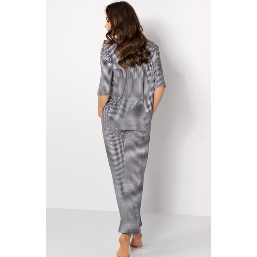 Bawełniana rozpinana piżama damska Serenity, Kolor czarno-biały, Rozmiar S, Momenti per me ze sklepu Intymna w kategorii Piżamy damskie - zdjęcie 165579973