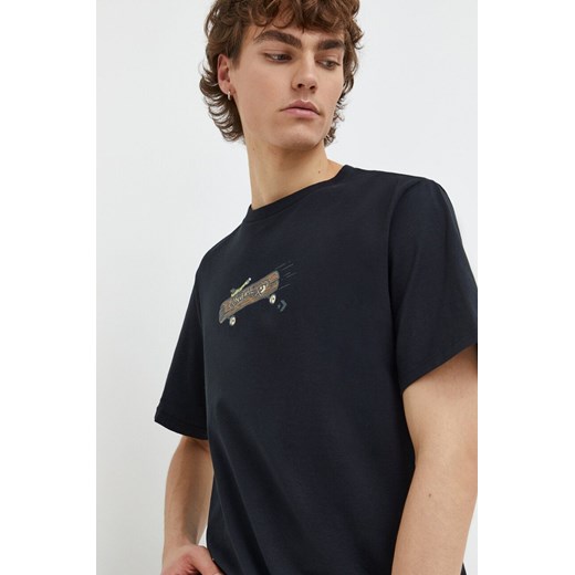 T-shirt męski Converse na wiosnę czarny z bawełny z krótkimi rękawami 