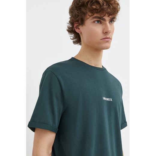 Les Deux t-shirt bawełniany męski kolor zielony z nadrukiem LDM101170 ze sklepu ANSWEAR.com w kategorii T-shirty męskie - zdjęcie 165580783