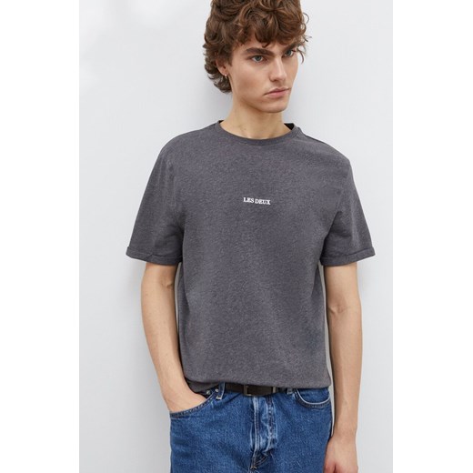 Les Deux t-shirt bawełniany męski kolor szary z nadrukiem ze sklepu ANSWEAR.com w kategorii T-shirty męskie - zdjęcie 165580793