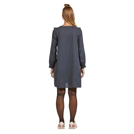 Sukienka szara Vertbaudet z okrągłym dekoltem mini casualowa 