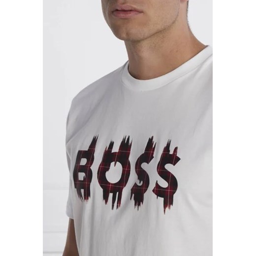 T-shirt męski biały BOSS HUGO wiosenny z krótkim rękawem z bawełny 