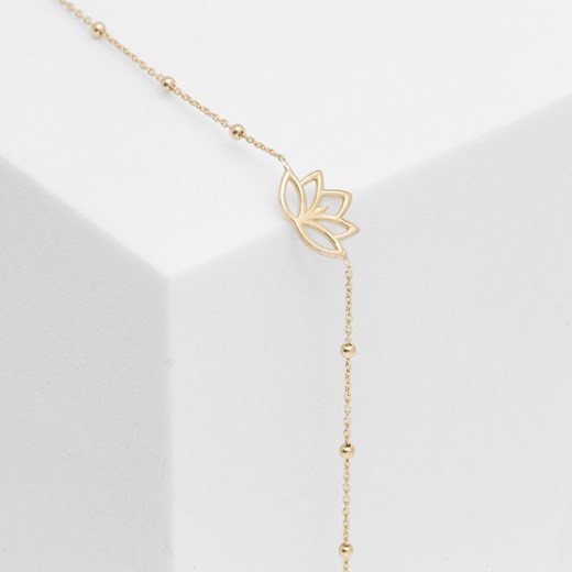 bransoletka z kwiatem lotosu srebrna pozłacana ze sklepu ANIA KRUK w kategorii Bransoletki - zdjęcie 165591730