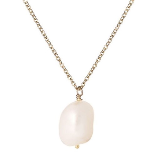 naszyjnik z naturalną perłą srebrny pozłacany ze sklepu ANIA KRUK w kategorii Naszyjniki - zdjęcie 165591732